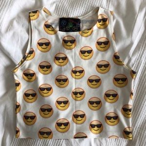 Sunglasses Emoji Rare Sleeveless Crop Top
